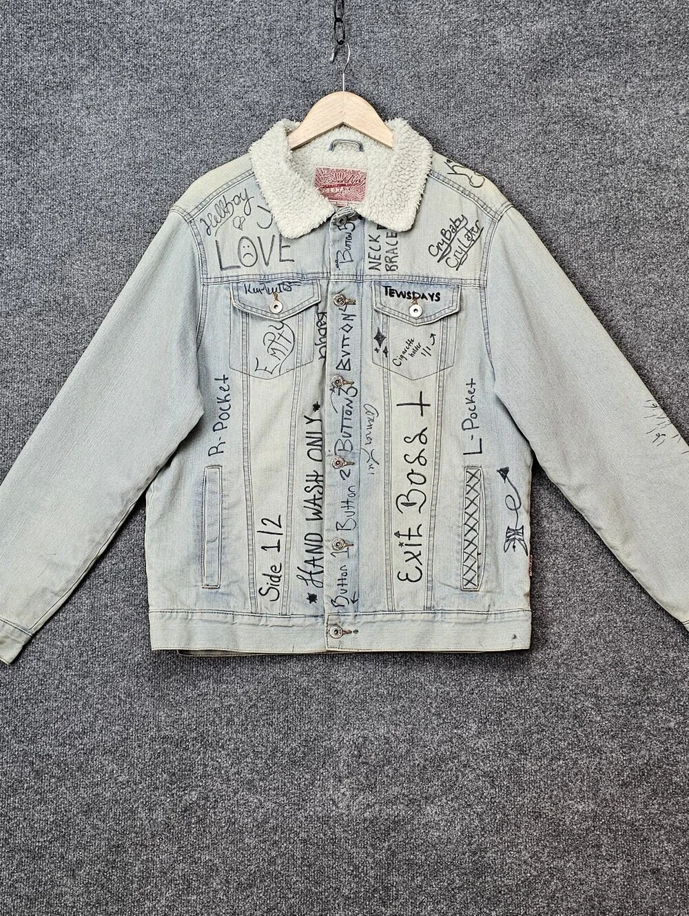 Men's One-of-A-Kind| Upcycled Levi's Sherpa Jacket| Inspired Punk Vibe Lil Peep